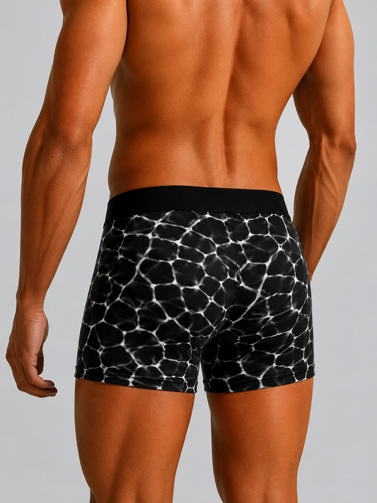 ZENVA Premium Men's Black Stone Pattern Boxer Briefs ā Ultra Soft, Breathable & 4-Way Stretch (PACK OF 3)