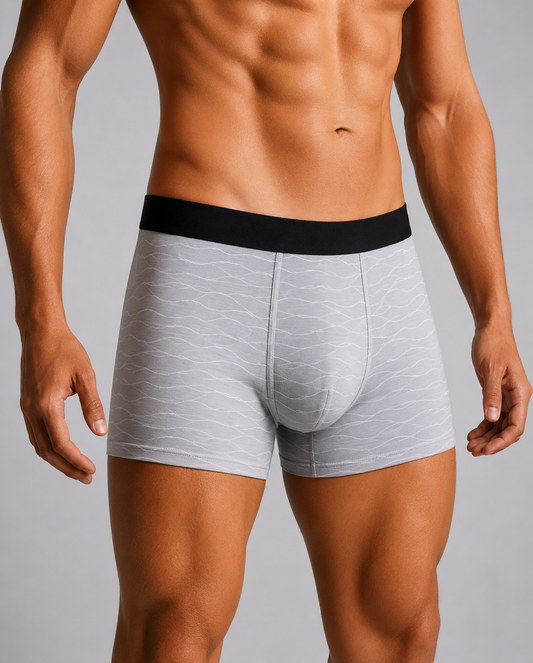 Menās Wave Print Boxer Briefs ā Pack of 3 | Soft Stretch Trunks | Premium Everyday Underwear for Men