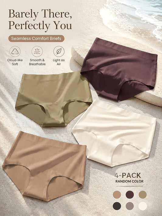 Womenβs Ultra-Soft Seamless Panties | Breathable Stretch Mid-Waist Underwear for All-Day Comfort(PACK OF 4)