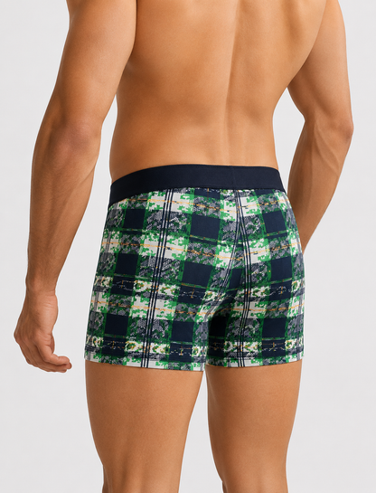 Men’s Checkered Boxer Briefs – Pack of 3 | Soft Stretch Trunks | Premium Everyday Underwear for Men