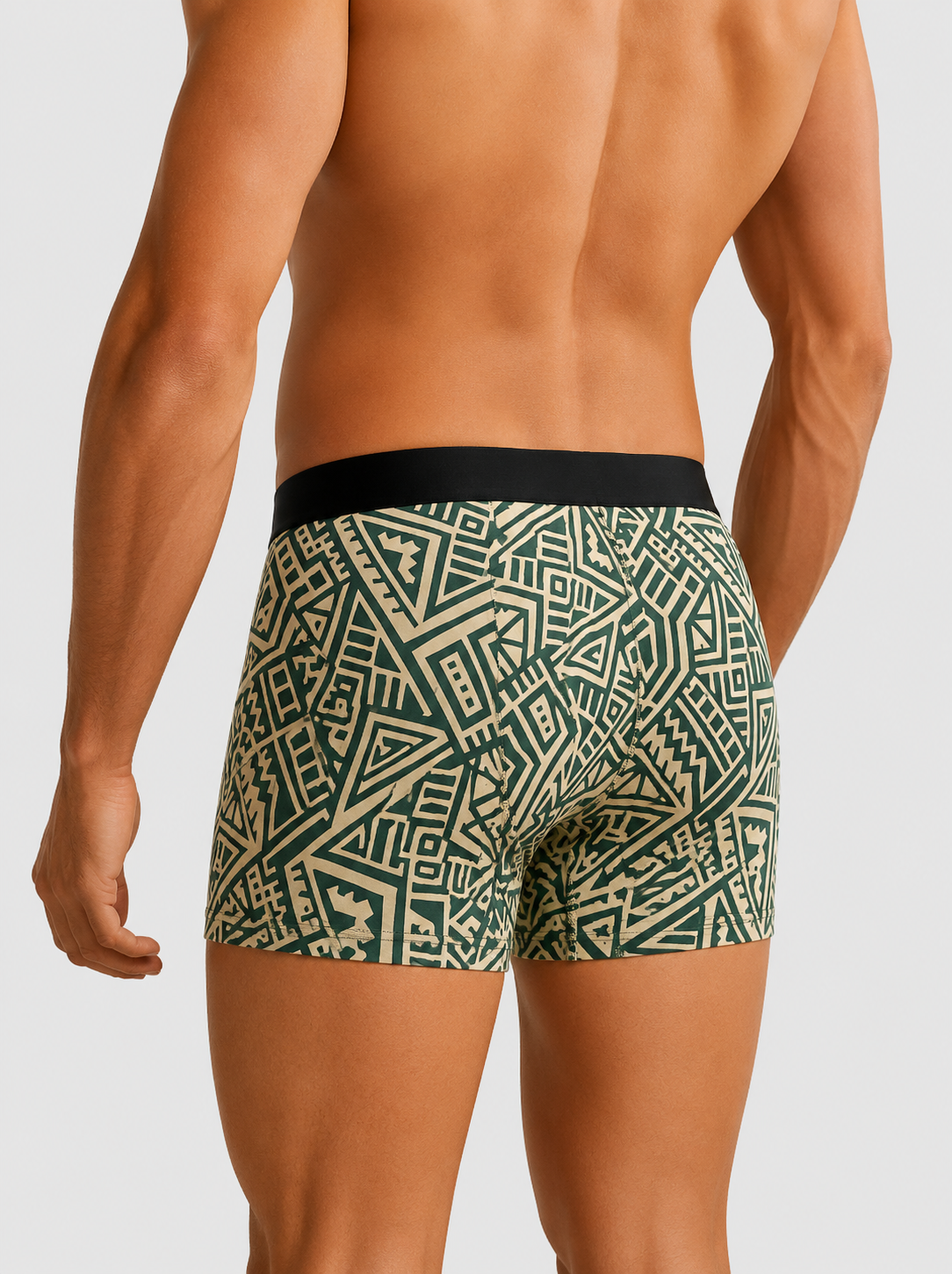ZENVA Forest Green Tribal Print Boxer Briefs for Men | Ultra-Soft Stretch | Premium Performance Underwear (PACK OF 3)