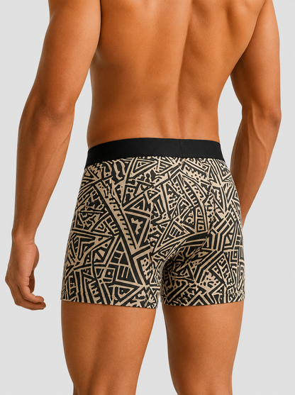 ZENVA Tribal Fusion Print Boxer Briefs for Men | Ultra-Soft Stretch | Premium Everyday Comfort (PACK OF 3)