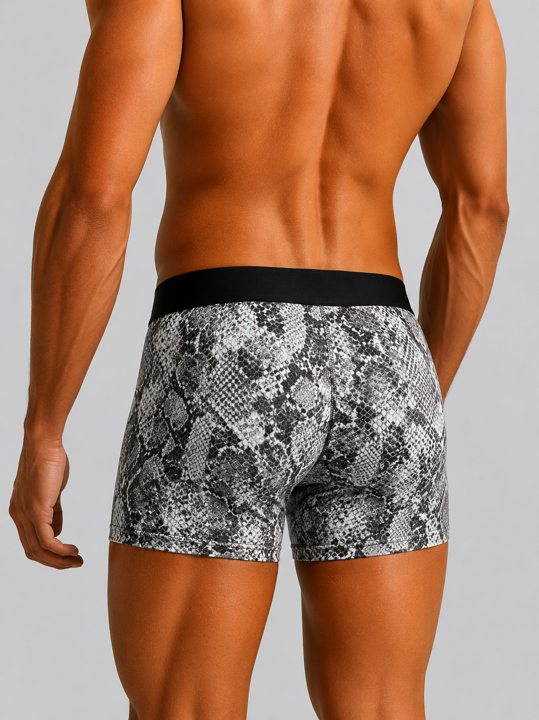 ZENVA Premium Men's Grey Snakeskin Boxer Briefs – Ultra Soft, Breathable & 4-Way Stretch (PACK OF 3)