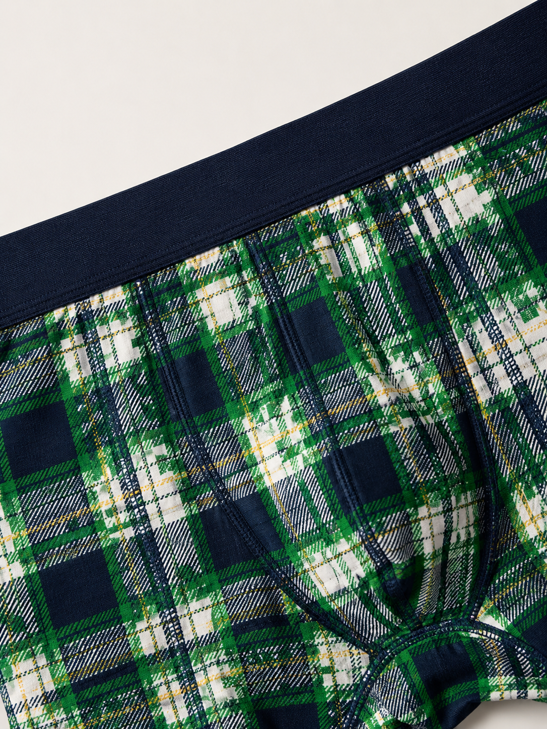 Men’s Checkered Boxer Briefs – Pack of 3 | Soft Stretch Trunks | Premium Everyday Underwear for Men