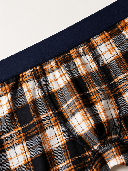 Men’s Checkered Boxer Briefs – Pack of 3 | Soft Stretch Trunks | Premium Everyday Underwear for Men