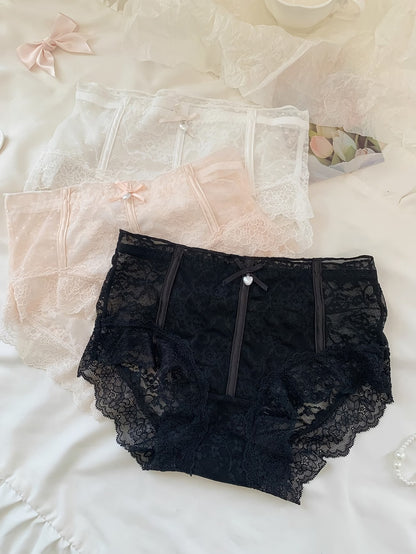 Elegant Sheer Lace Boyshort Panties – Premium Soft Stretch (Pack of 3)