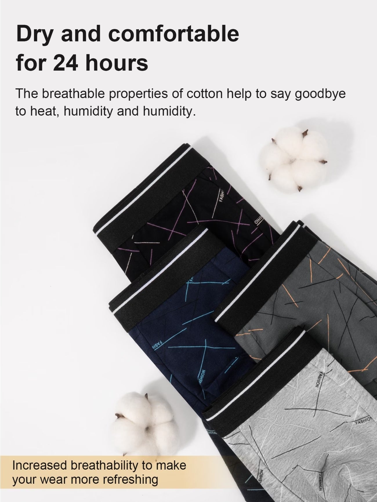 ZENVA™ CottonFlex Boxer Briefs – Ultra Soft Breathable | All-Day Comfort Series (PACK OF 4)