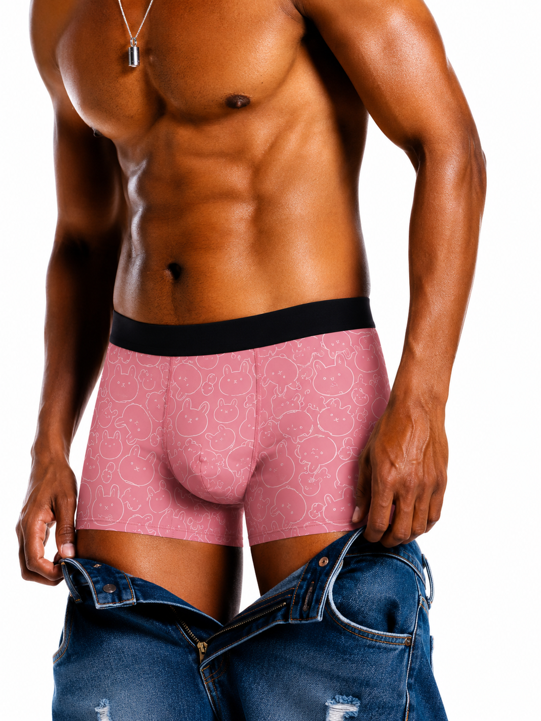 ZENVA Premium Men's Orange Cartoon Print Boxer Briefs – Ultra Soft, Breathable & 4-Way Stretch