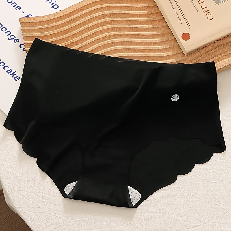 Women’s Seamless Ice Silk Panty | No Visible Panty Line Brief | Soft Stretchable Mid Waist Underwear | Breathable Comfortable Everyday Innerwear(PACK OF 4)