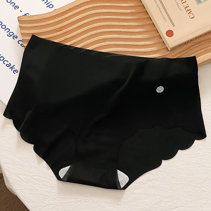 Women’s Seamless Ice Silk Panty | No Visible Panty Line Brief | Soft Stretchable Mid Waist Underwear | Breathable Comfortable Everyday Innerwear(PACK OF 4)