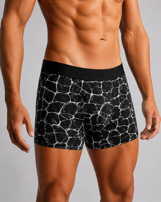 ZENVA Premium Black Stone Print Boxer Briefs (PACK OF 3)