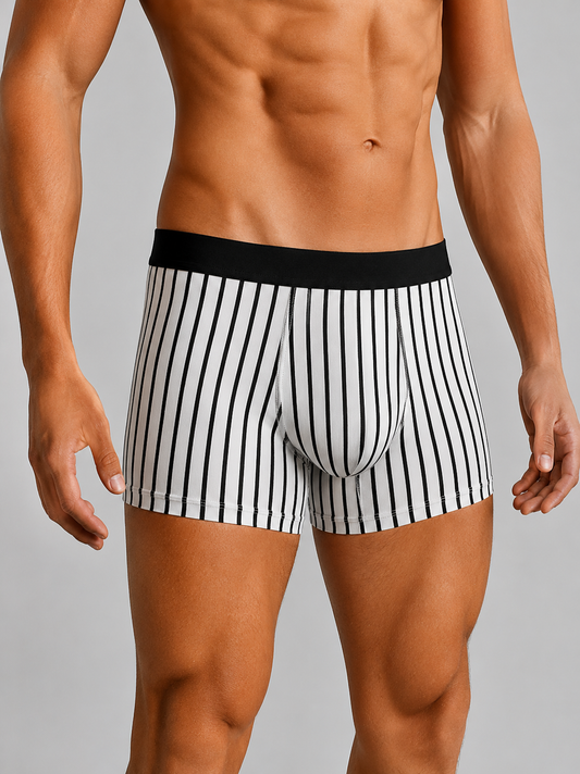 Men’s Striped Boxer Briefs – Pack of 3 | Soft Stretch Trunks | Premium Everyday Underwear for Men