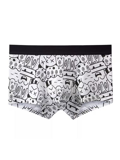 ZENVA Premium Grey Doodle Print Boxer Briefs for Men | Ultra-Soft Stretch | Breathable Everyday Underwear (PACK OF 3)