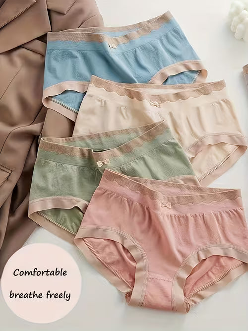Women’s Seamless Cotton Bikini Panty | Soft Stretchable Mid Waist Brief | Breathable Comfortable Daily Wear Innerwear for Women(PACK OF 4)