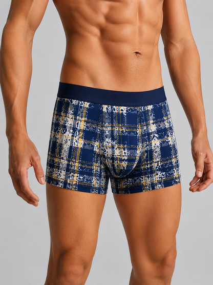 Men’s Checkered Boxer Briefs – Pack of 3 | Soft Stretch Trunks | Premium Everyday Underwear for Men