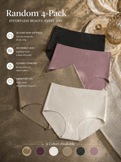 Women’s Ultra-Soft Seamless Panties | Breathable Stretch Mid-Waist Underwear for All-Day Comfort(PACK OF 4)