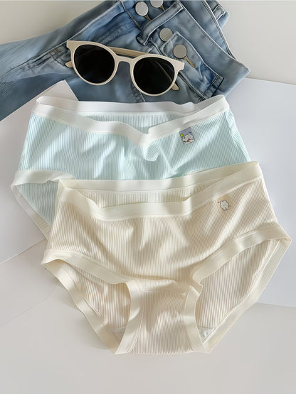 Women’s Ribbed Soft-Stretch Mid-Waist Panties – Pack of 3