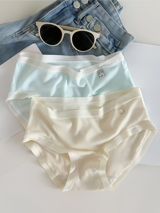 Women’s Ribbed Soft-Stretch Mid-Waist Panties – Pack of 3