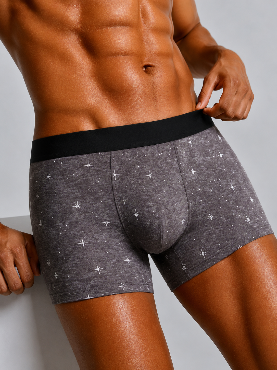 ZENVA Cosmic Charcoal Print Boxer Briefs for Men | Ultra-Soft Stretch | Premium Everyday Comfort (PACK OF 3)