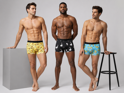Men’s Printed Boxer Briefs – Pack of 3 | Soft Stretch Trunks | Premium Everyday Underwear for Men