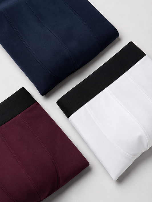 Premium Men's Solid Color Boxer Briefs – Pack of 3 | Ultra-Soft Stretch Trunks | Everyday Comfort Underwear for Men