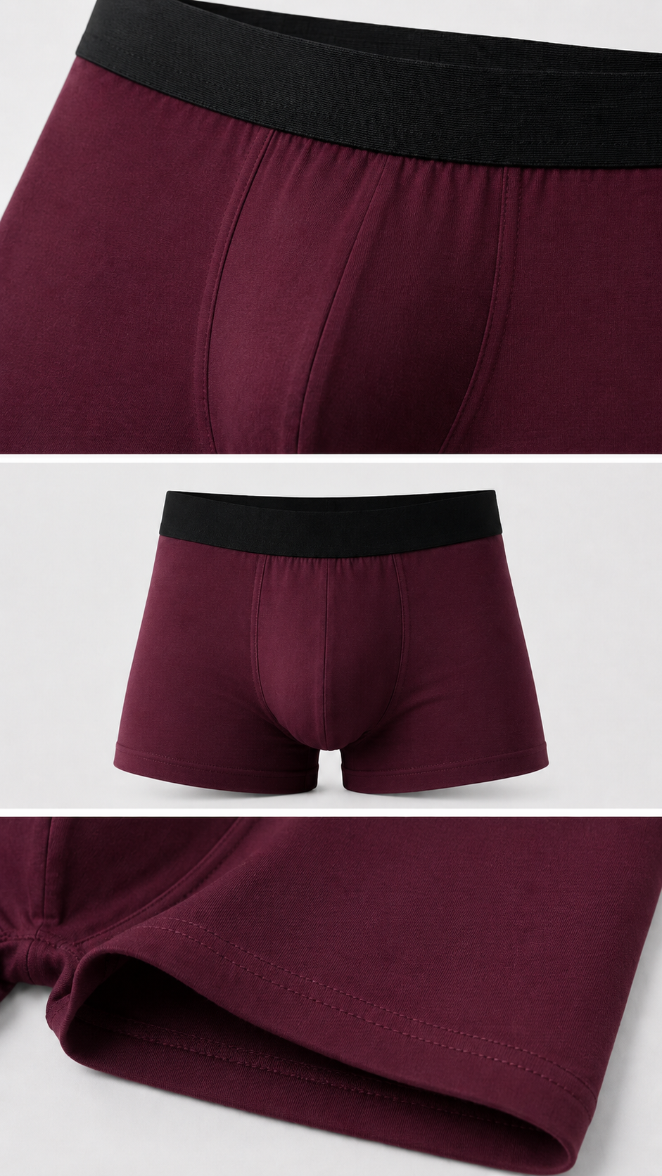 Premium Men's Solid Color Boxer Briefs – Pack of 3 | Ultra-Soft Stretch Trunks | Everyday Comfort Underwear for Men