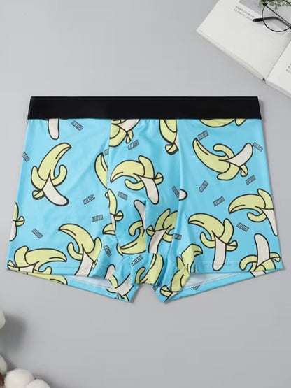 ZENVA Premium Banana Print Boxer Briefs for Men | Ultra-Soft Stretch | Breathable Mid-Rise Everyday Underwear (PACK OF 3)