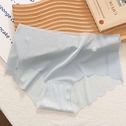 Women’s Seamless Ice Silk Panty | No Visible Panty Line Brief | Soft Stretchable Mid Waist Underwear | Breathable Comfortable Everyday Innerwear(PACK OF 4)