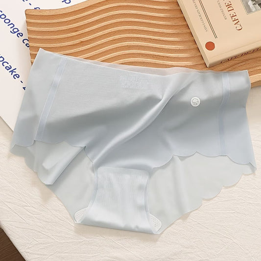Women’s Seamless Ice Silk Panty | No Visible Panty Line Brief | Soft Stretchable Mid Waist Underwear | Breathable Comfortable Everyday Innerwear(PACK OF 4)