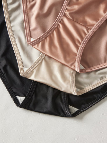 Women’s Satin Silk Panty Combo Pack of 3 | Soft Glossy Bikini Briefs | Comfortable Stretchable Everyday Innerwear
