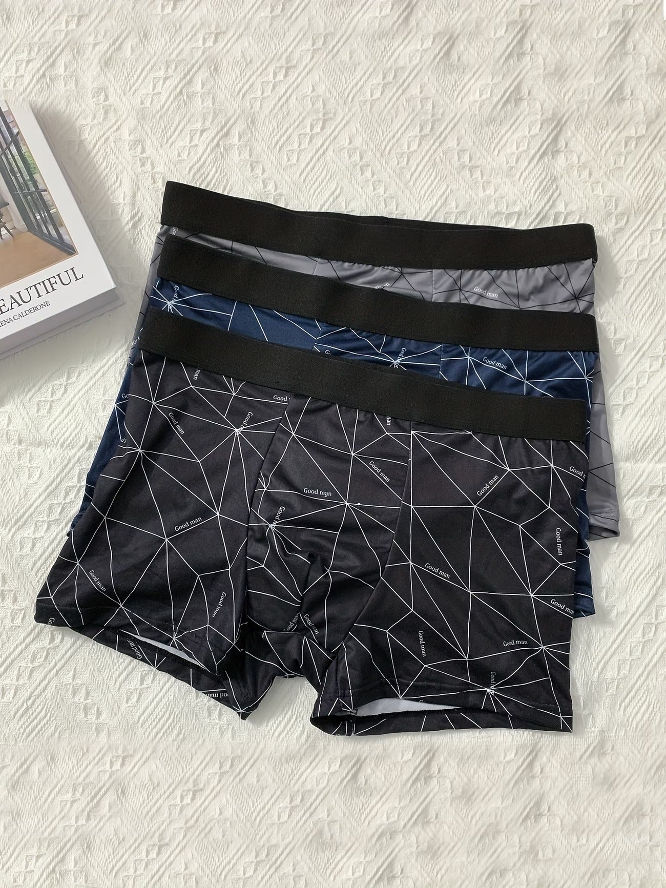 Zenva Geometric Print Boxer Briefs – Breathable Stretch Comfort (PACK OF 3)