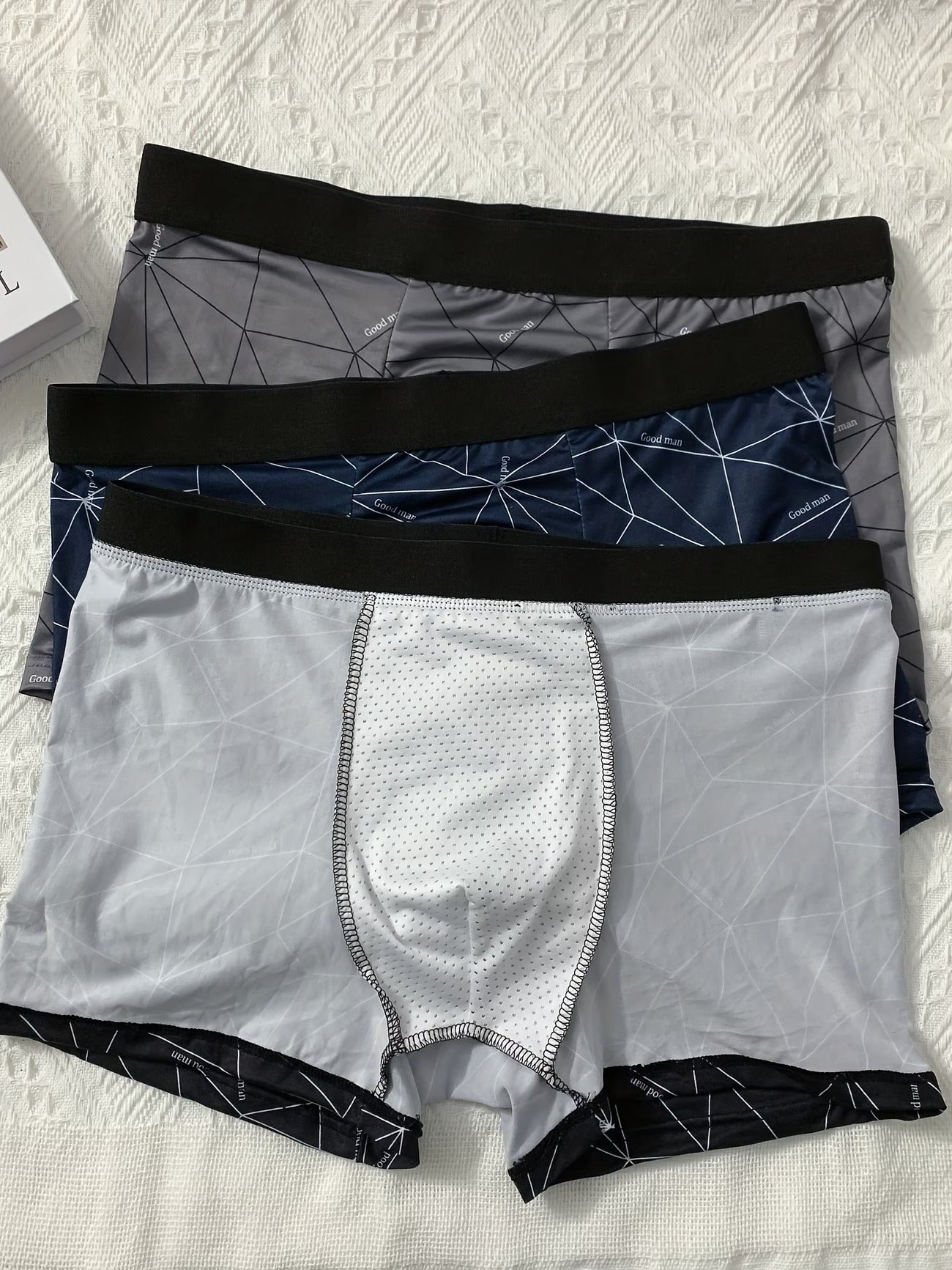 Zenva Geometric Print Boxer Briefs – Breathable Stretch Comfort (PACK OF 3)