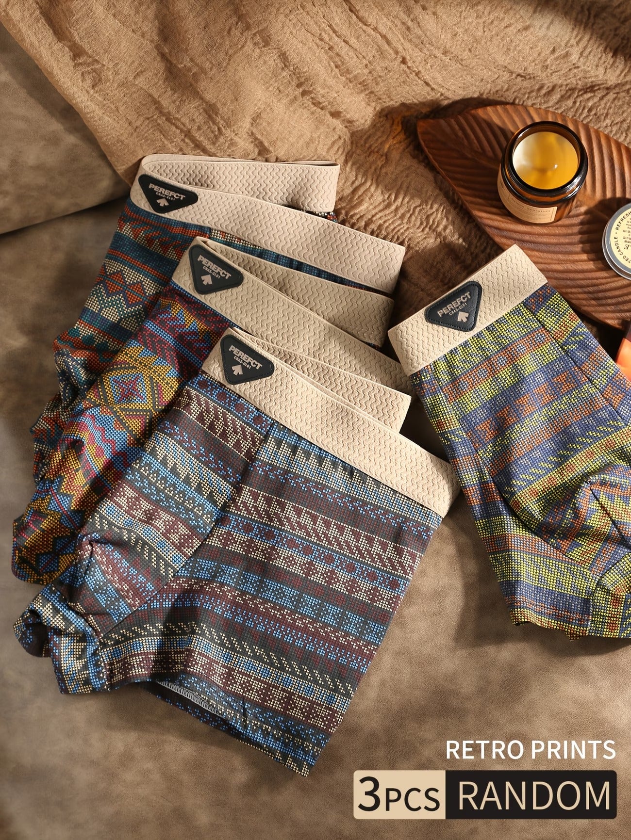 ZENVA Retro Vibe Boxer Briefs – Ultra-Soft Stretch, Bold Prints | (3PCS Random Pack)