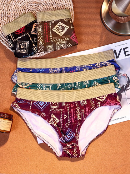 ZENVA Men’s Tribal Print Briefs – Breathable Stretch Comfort Innerwear (Pack of 5)