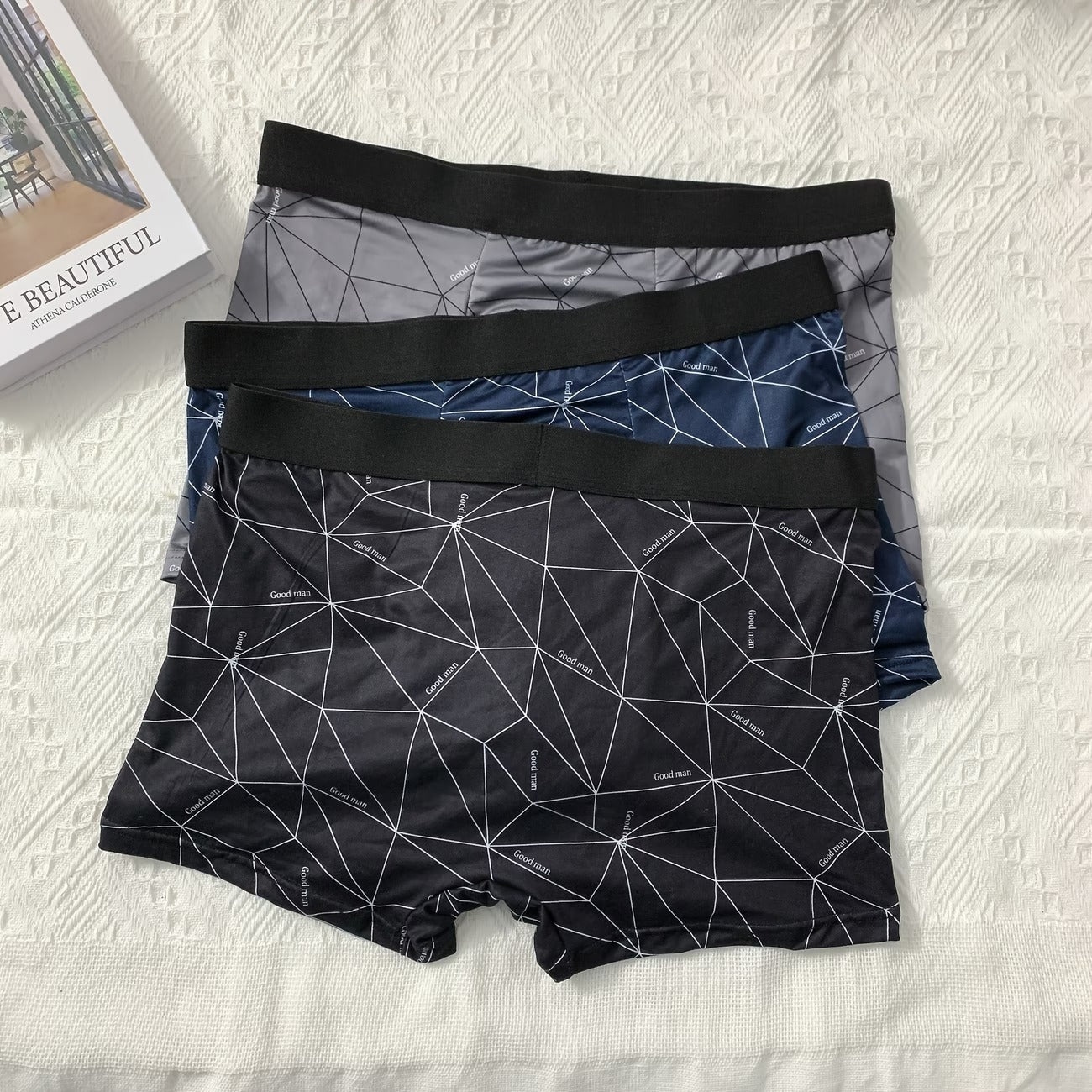 Zenva Geometric Print Boxer Briefs – Breathable Stretch Comfort (PACK OF 3)