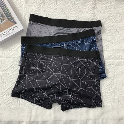 Zenva Geometric Print Boxer Briefs – Breathable Stretch Comfort (PACK OF 3)
