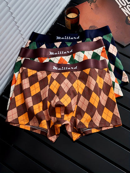 Premium Argyle Cotton Boxer Briefs – Ultra Soft Stretch Comfort (PACK OF 3)