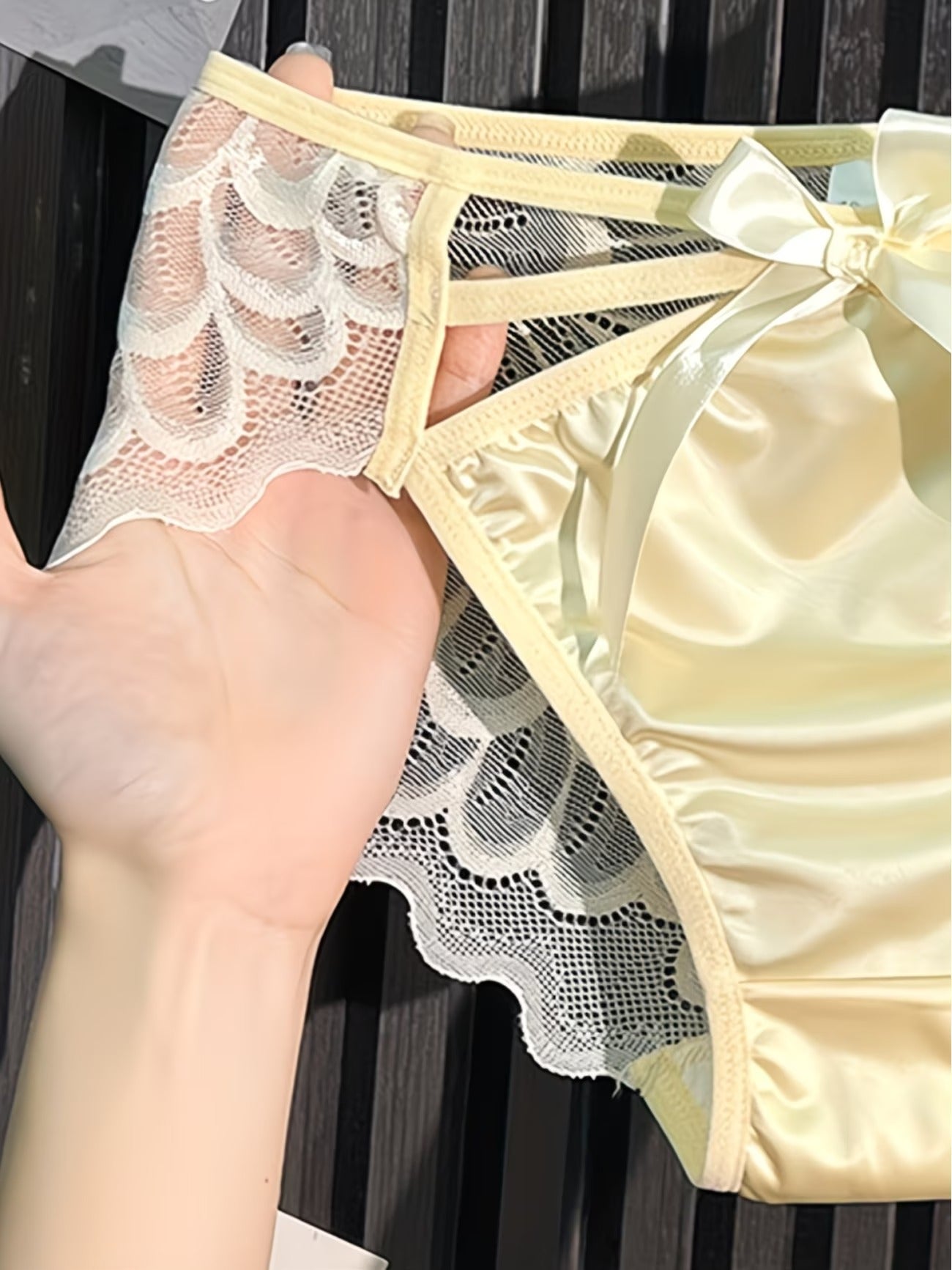 VelvetGlow Lace Bow Panties – Ultra Soft Satin | Breathable Mesh | Elegant Stretch Fit (PACK OF 3)
