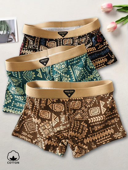 Cotton Tribal Boxer Briefs – Ultra Soft Breathable Comfort | Premium (3PCS Pack)