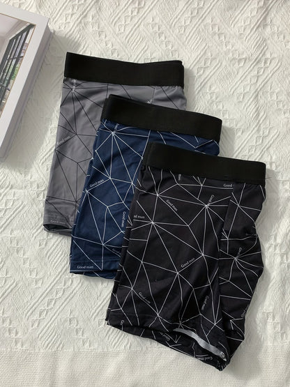 Zenva Geometric Print Boxer Briefs – Breathable Stretch Comfort (PACK OF 3)
