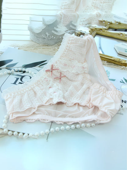 Princess Frill Lace Panties – Soft Cotton | Cute Ribbon Detail | Luxe Comfort (PACK OF 3)