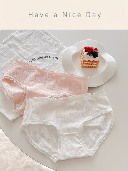 Soft Cotton Textured Panties (4 PCS Set) – Skin-Friendly, Stretch Comfort, Cute Everyday Essentials