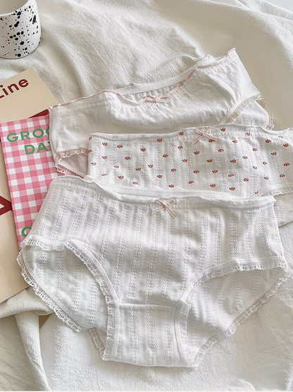 Soft Cotton Textured Panties (4 PCS Set) – Skin-Friendly, Stretch Comfort, Cute Everyday Essentials