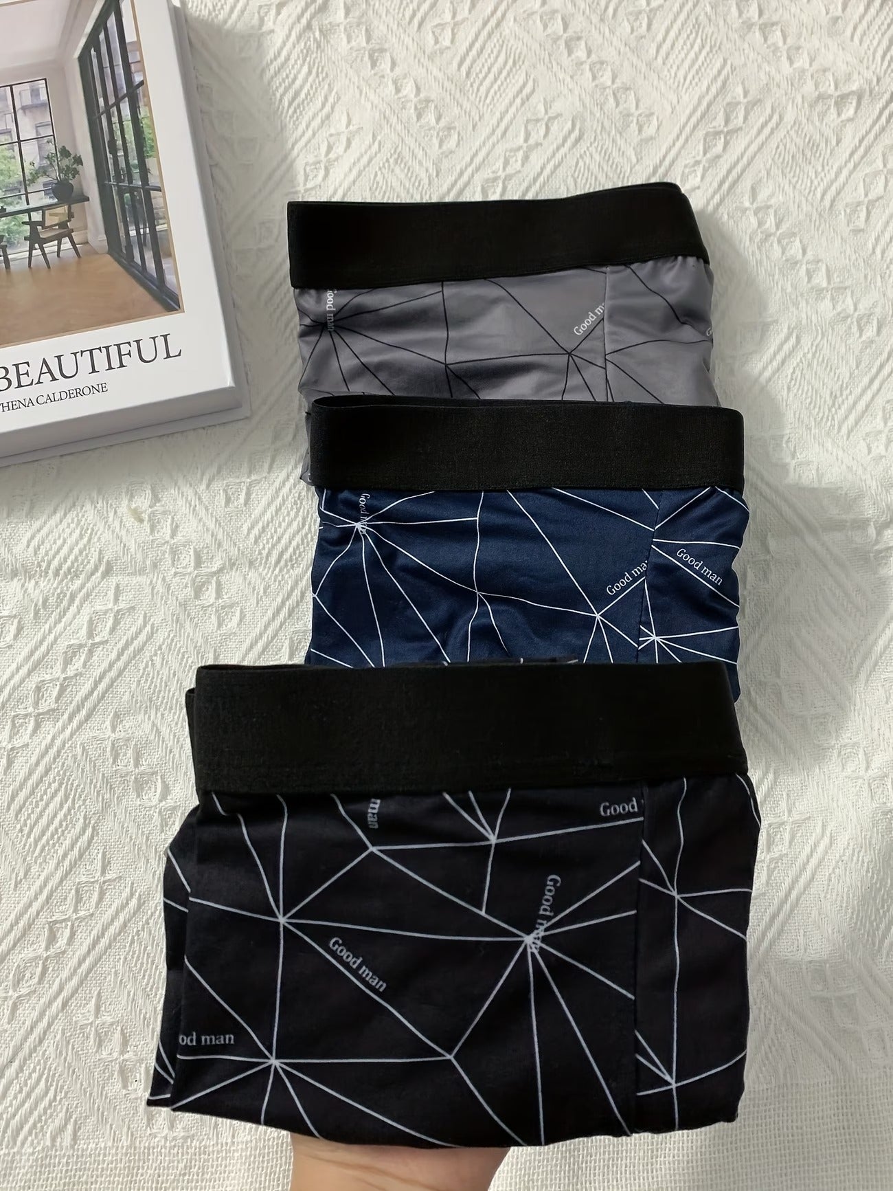 Zenva Geometric Print Boxer Briefs – Breathable Stretch Comfort (PACK OF 3)