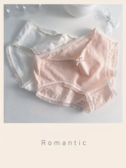 Soft Cotton Textured Panties (4 PCS Set) – Skin-Friendly, Stretch Comfort, Cute Everyday Essentials