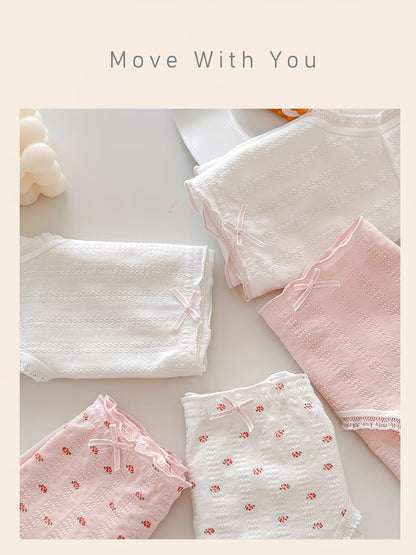 Soft Cotton Textured Panties (4 PCS Set) – Skin-Friendly, Stretch Comfort, Cute Everyday Essentials