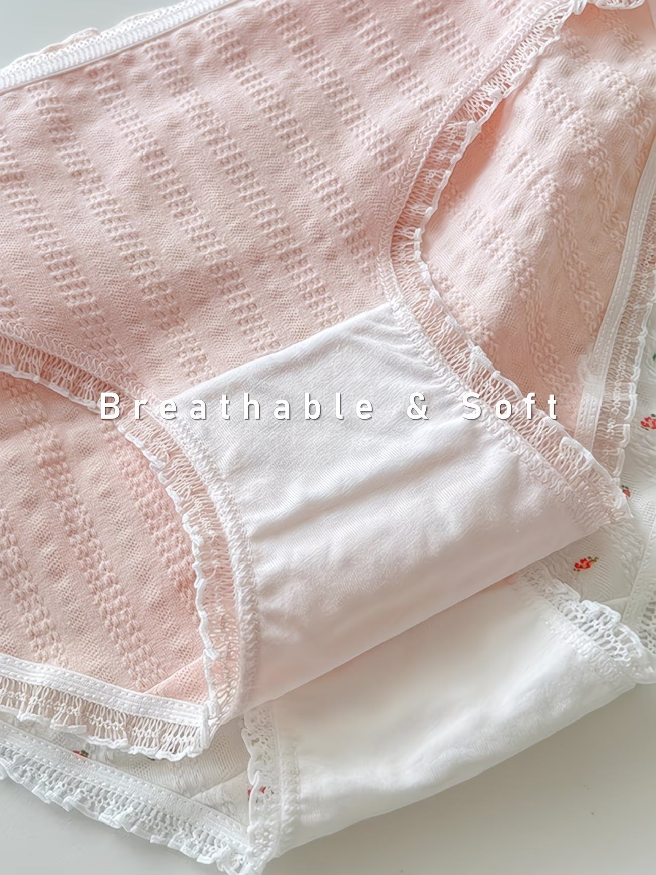 Soft Cotton Textured Panties (4 PCS Set) – Skin-Friendly, Stretch Comfort, Cute Everyday Essentials