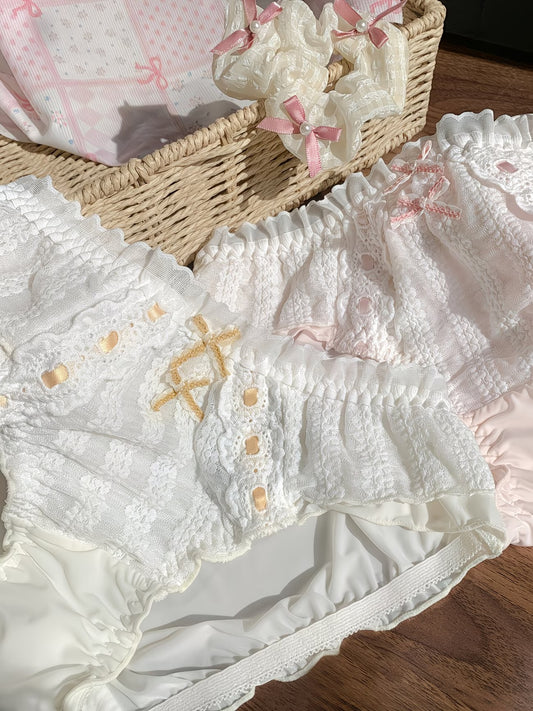 Princess Frill Lace Panties – Soft Cotton | Cute Ribbon Detail | Luxe Comfort (PACK OF 3)