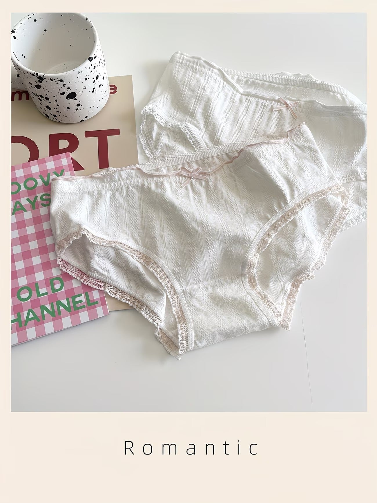 Soft Cotton Textured Panties (4 PCS Set) – Skin-Friendly, Stretch Comfort, Cute Everyday Essentials