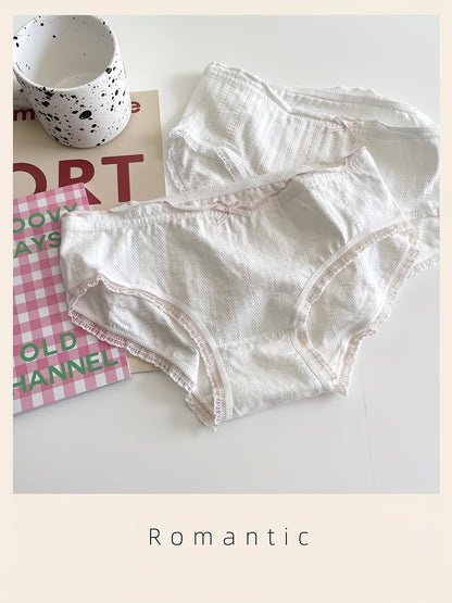 Soft Cotton Textured Panties (4 PCS Set) – Skin-Friendly, Stretch Comfort, Cute Everyday Essentials